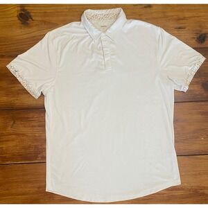 Mantra Polo Shirt Mens XL White Floral Trim Golf Stretch Catalyst‎